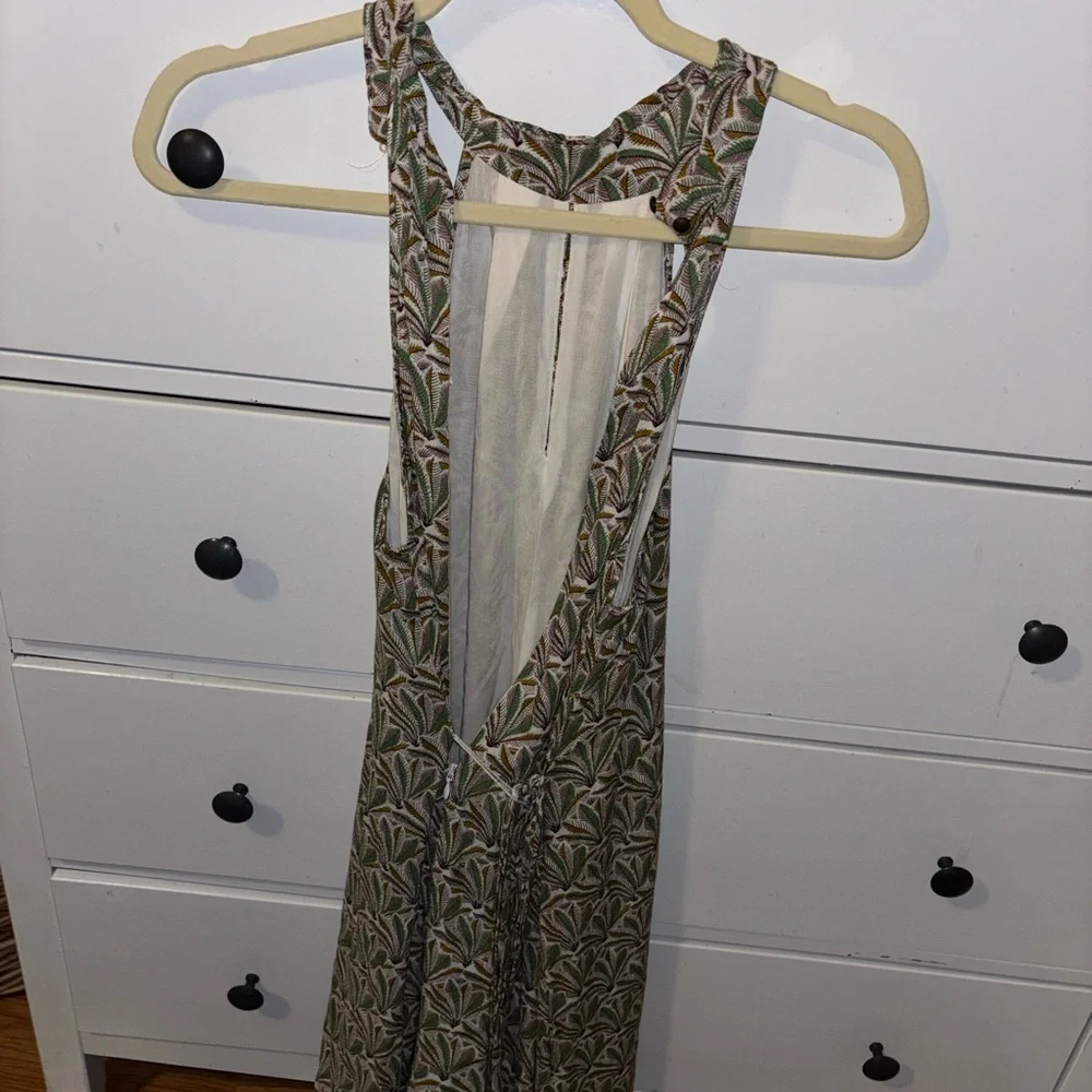 Green Patterned Halter Romper Anthropologie Women’s Size M Medium - Picture 7 of 9